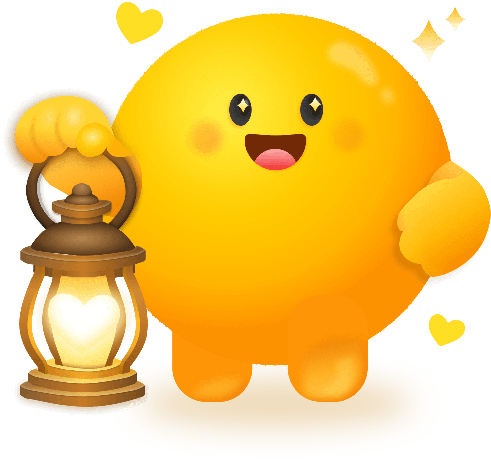 Bubble holding a glowing heart lantern
